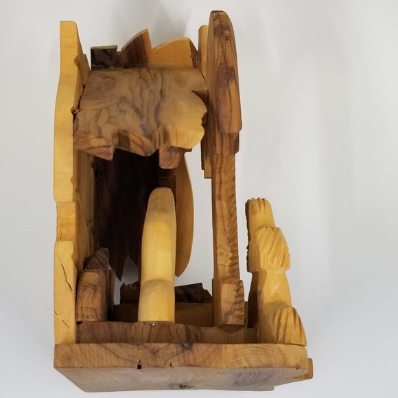 Vintage Olive Wood Nativity Scene Made in Bethlehem 6” X 6.5” Handmade Folk Art - Picture 2 of 16